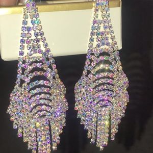 Silver iridescent crystal earrings